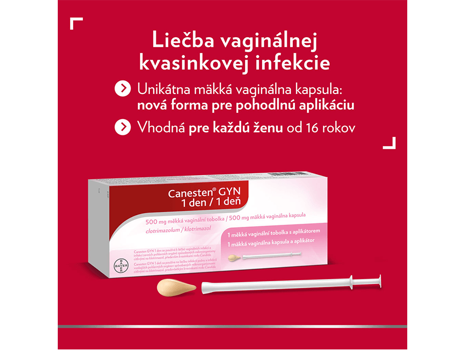 Canesten GYN 1 deň liečba vaginálnej kvasinkovej infekcie