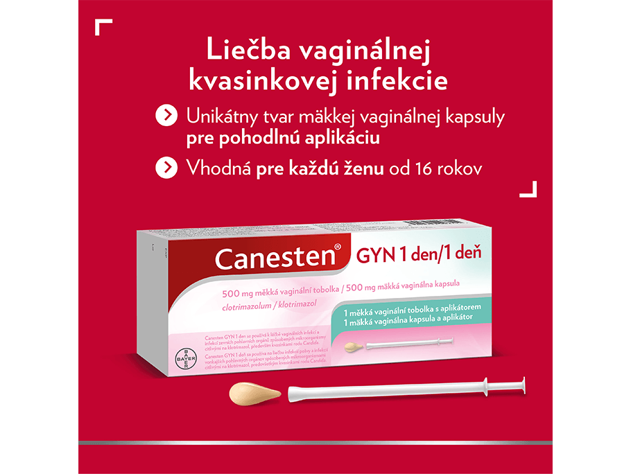 Canesten GYN 1 deň liečba vaginálnej kvasinkovej infekcie