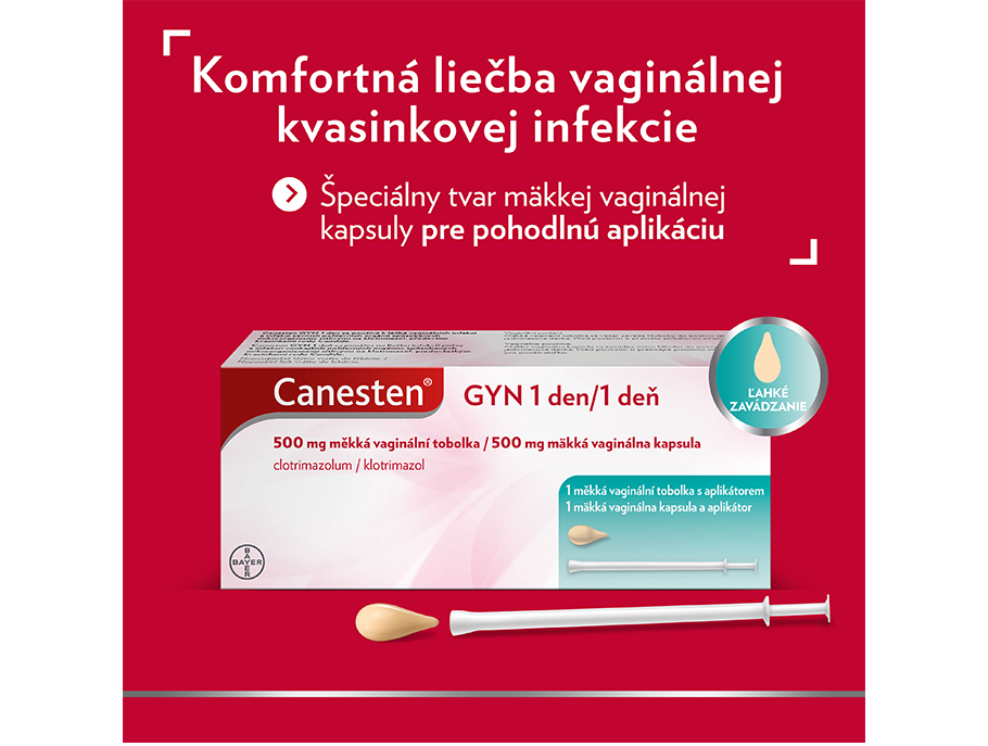 Canesten GYN 1 deň 500 mg mäkká vaginálna kapsula - komfortná liečba