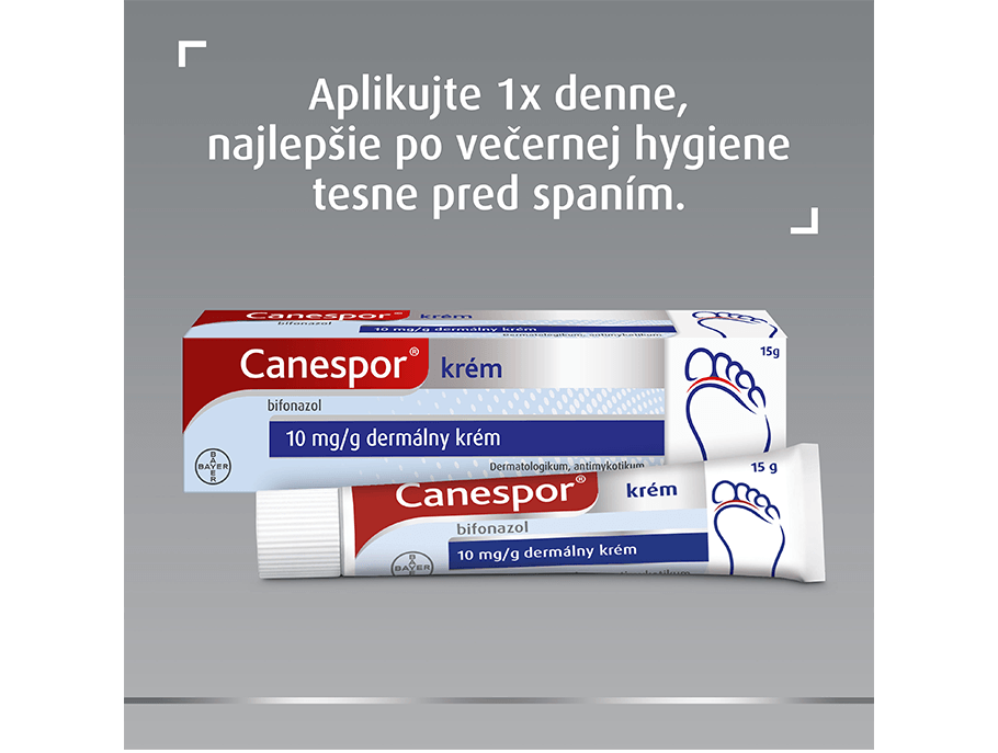 Canespor krém aplikujte 1x denne
